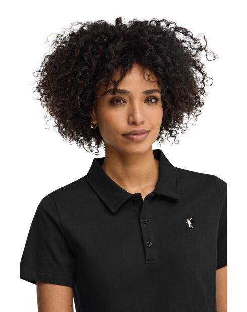 Schwarzes Kurzarm-Poloshirt Caroline aus Baumwolle