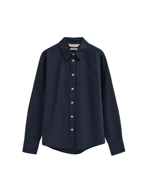 Donkerblauw katoenen shirt met lange mouwen Daniela