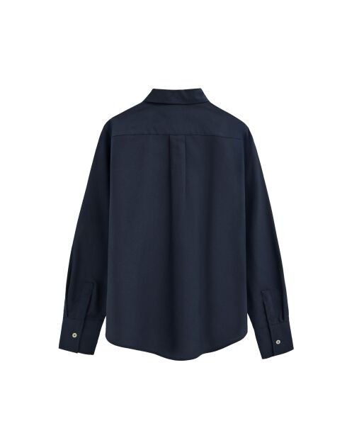 Donkerblauw katoenen shirt met lange mouwen Daniela