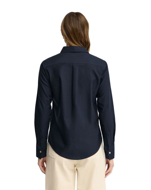 Donkerblauw katoenen shirt met lange mouwen Daniela