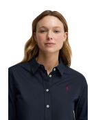 Donkerblauw katoenen shirt met lange mouwen Daniela