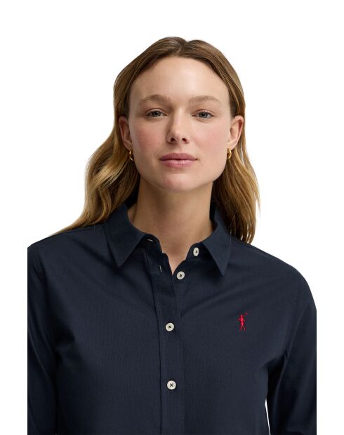 Donkerblauw katoenen shirt met lange mouwen Daniela