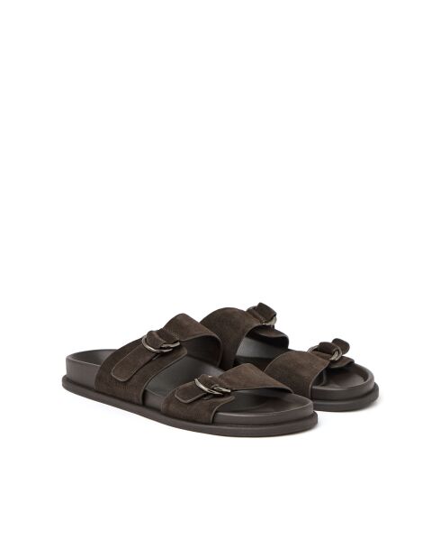 Bruine suède sandalen van Salomé