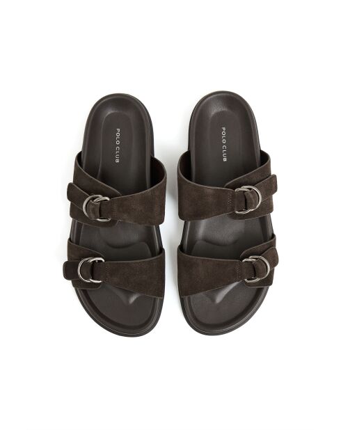 Bruine suède sandalen van Salomé