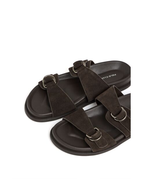 Bruine suède sandalen van Salomé