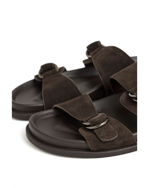 Bruine suède sandalen van Salomé