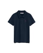 Marineblauwe katoenen polo met korte mouwen Cécile