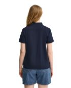 Marineblauwe katoenen polo met korte mouwen Cécile