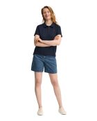 Marineblauwe katoenen polo met korte mouwen Cécile