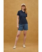 Marineblauwe katoenen polo met korte mouwen Cécile