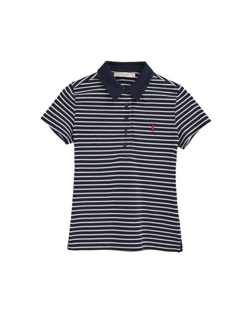 Aurore marineblauwe katoenen polo met korte mouwen