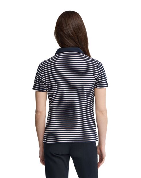 Aurore marineblauwe katoenen polo met korte mouwen