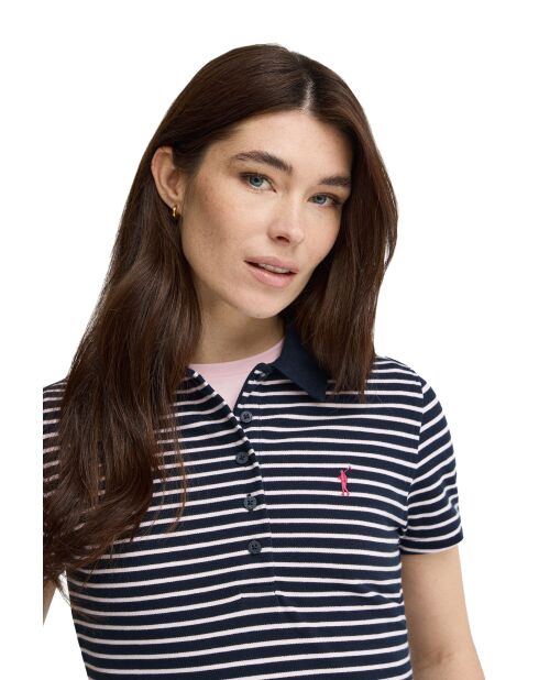 Aurore marineblauwe katoenen polo met korte mouwen