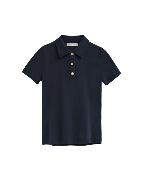 Marineblaues Kurzarm-Poloshirt Colette aus Baumwolle