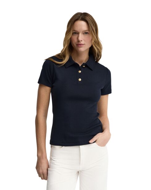 Marineblaues Kurzarm-Poloshirt Colette aus Baumwolle