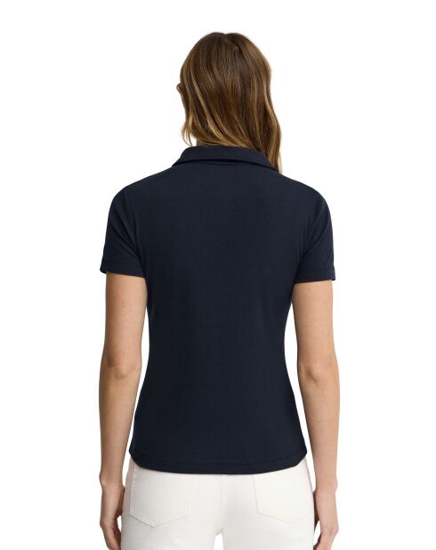 Marineblaues Kurzarm-Poloshirt Colette aus Baumwolle