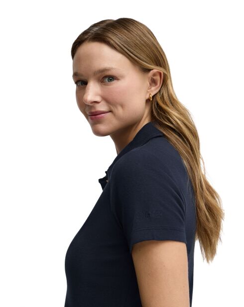 Marineblaues Kurzarm-Poloshirt Colette aus Baumwolle