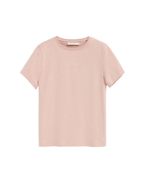 Geneviève lichtroze katoenen t-shirt met korte mouwen