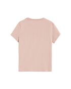 Geneviève lichtroze katoenen t-shirt met korte mouwen