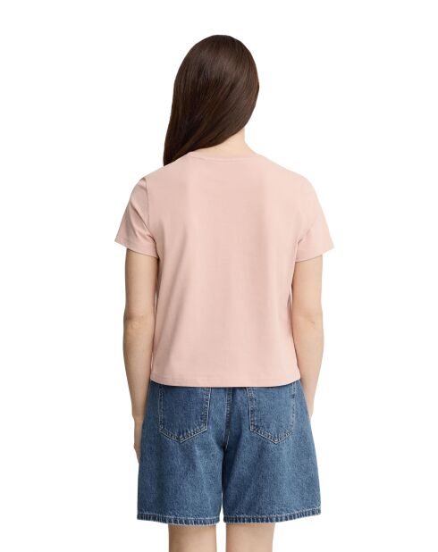Geneviève lichtroze katoenen t-shirt met korte mouwen