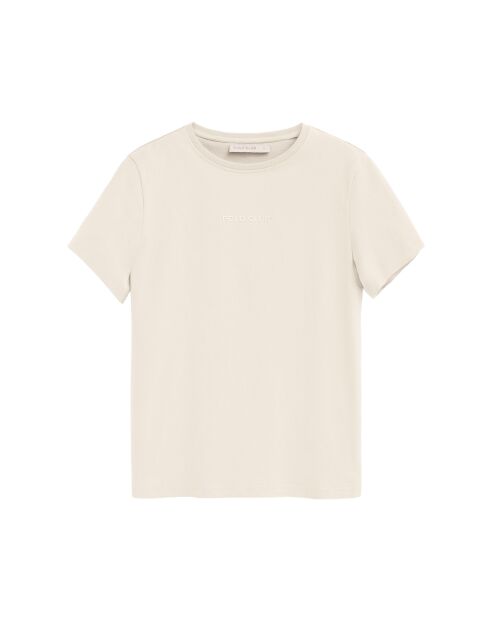Hélène ecrufarbenes Kurzarm-T-Shirt aus Baumwolle