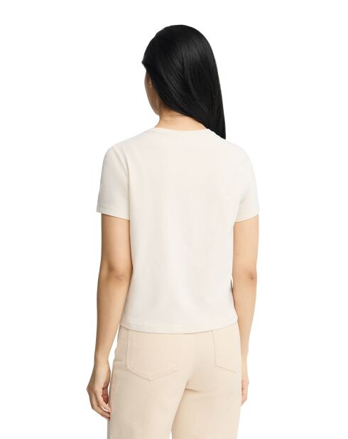 Hélène ecrufarbenes Kurzarm-T-Shirt aus Baumwolle