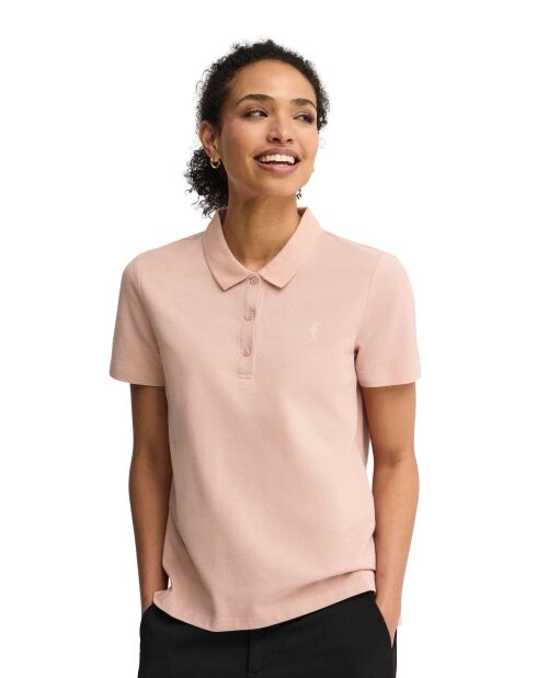 Anne Kurzarm-Poloshirt aus Baumwolle in Hellrosa