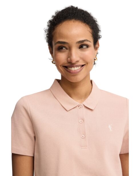 Anne Kurzarm-Poloshirt aus Baumwolle in Hellrosa