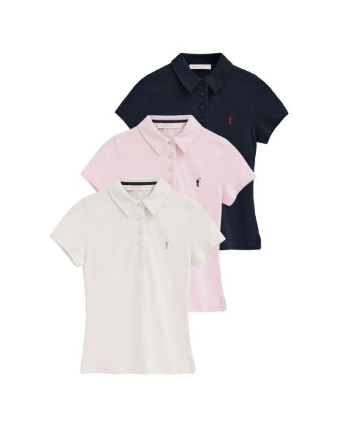 Set di 3 polo a manica corta in cotone Clara multicolore
