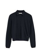 Marineblauwe polo met lange mouwen Coralie