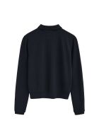 Marineblauwe polo met lange mouwen Coralie