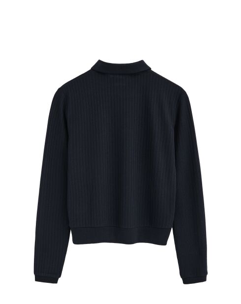 Marineblaues Langarm-Poloshirt Coralie