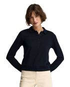 Marineblauwe polo met lange mouwen Coralie