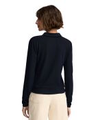 Marineblauwe polo met lange mouwen Coralie