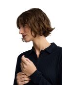 Marineblauwe polo met lange mouwen Coralie