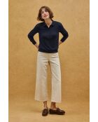 Marineblauwe polo met lange mouwen Coralie