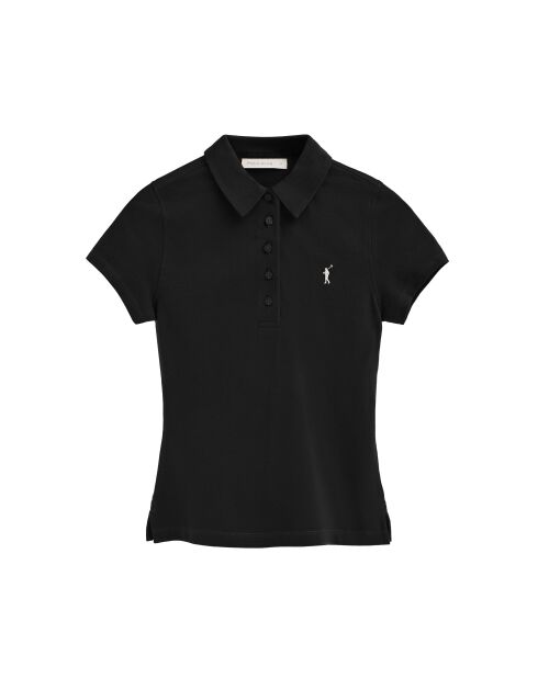 Adèle schwarzes Kurzarm-Poloshirt aus Baumwolle