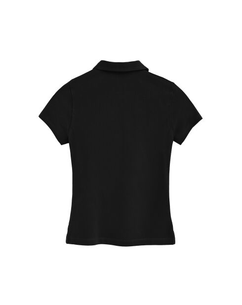 Adèle schwarzes Kurzarm-Poloshirt aus Baumwolle