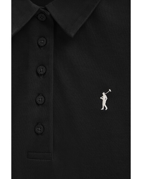 Adèle schwarzes Kurzarm-Poloshirt aus Baumwolle