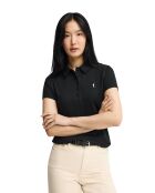 Polo Adèle a manica corta in cotone nero