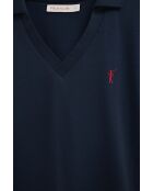 Bérénice marineblaues Kurzarm-Poloshirt aus Baumwolle