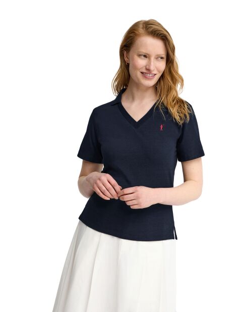 Bérénice marineblaues Kurzarm-Poloshirt aus Baumwolle