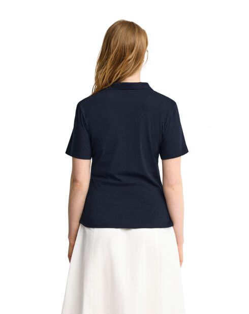 Bérénice marineblaues Kurzarm-Poloshirt aus Baumwolle