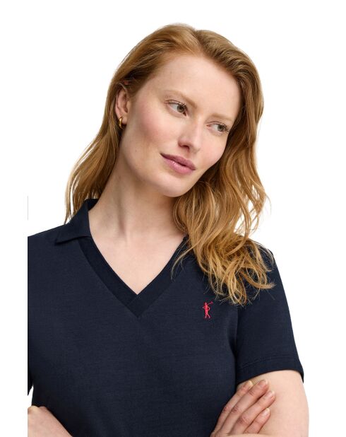 Bérénice marineblaues Kurzarm-Poloshirt aus Baumwolle