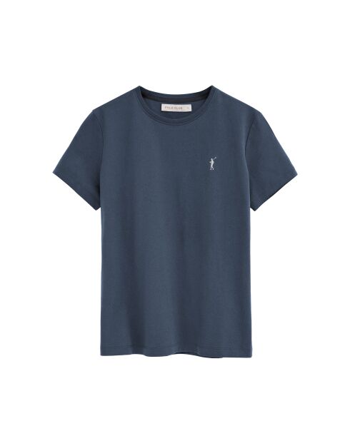 Jeansblaues Kurzarm-T-Shirt Elise aus Baumwolle
