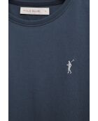 Jeansblaues Kurzarm-T-Shirt Elise aus Baumwolle