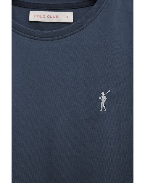 Jeansblaues Kurzarm-T-Shirt Elise aus Baumwolle