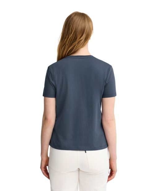 Jeansblaues Kurzarm-T-Shirt Elise aus Baumwolle