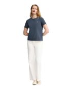 Jeansblaues Kurzarm-T-Shirt Elise aus Baumwolle