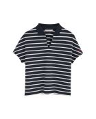 Clémence navy-ecru polo met korte mouwen